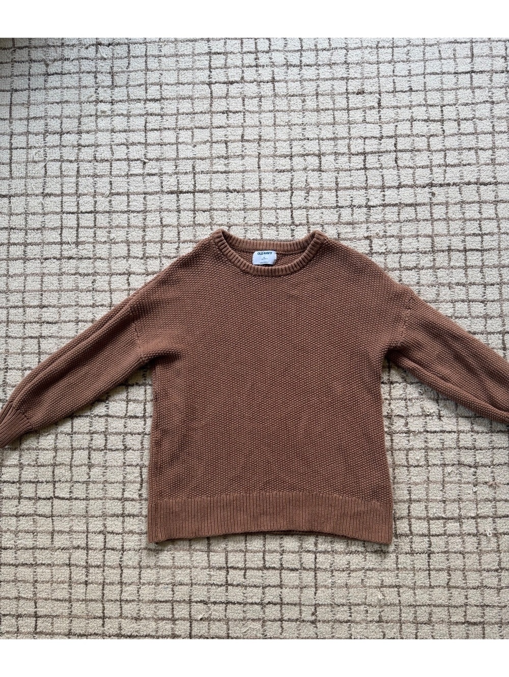 Women’s Cozy Cabincore fisherman granola Knit cotton Camel tan Sweater natural M